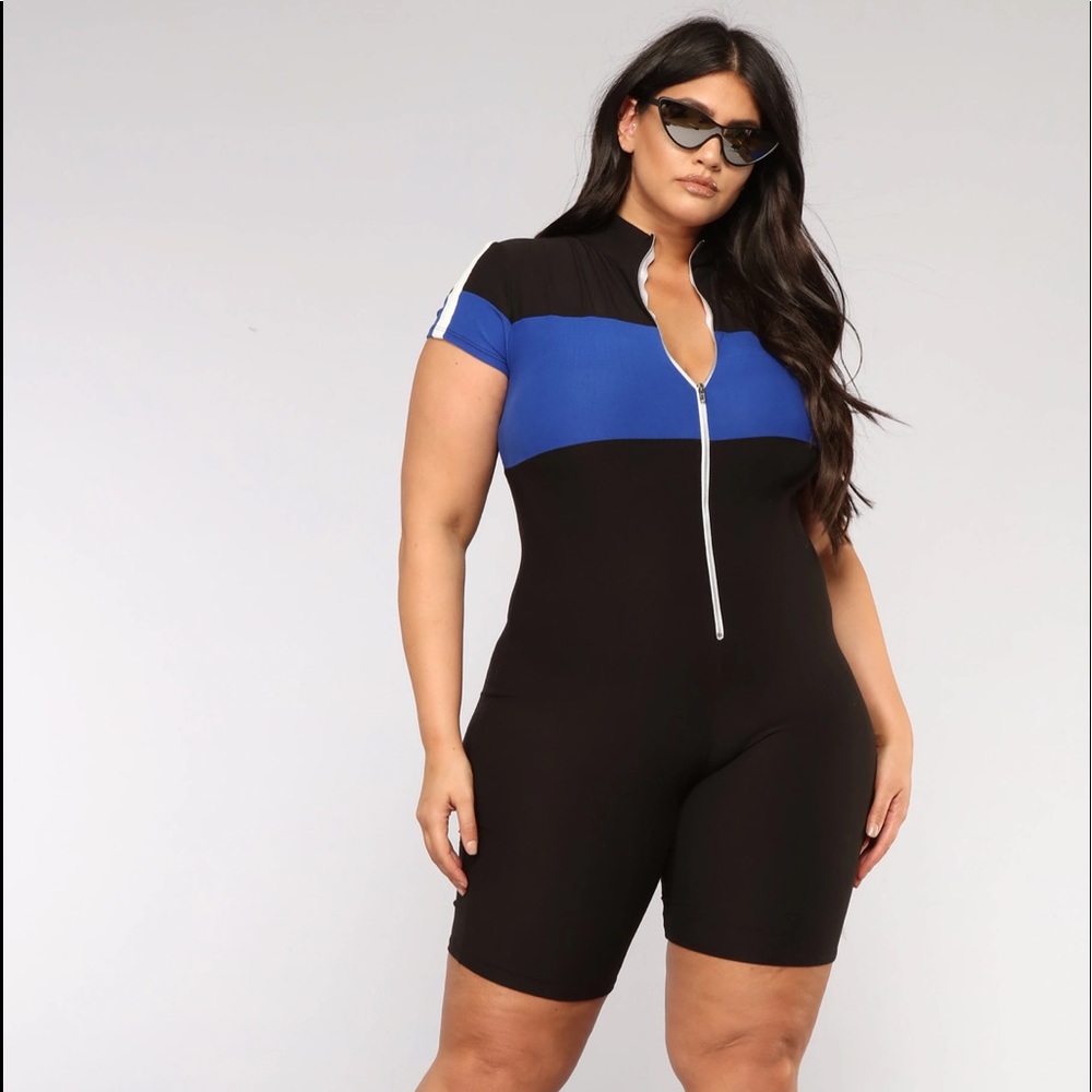 Fashion Nova short sleeve turtle neck zip up romper. New with tags
